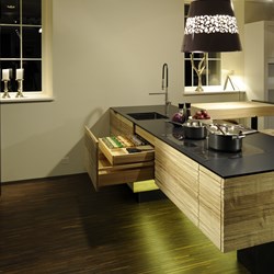  طراحی آشپزخانه و نشیمن با چوب طبیعی